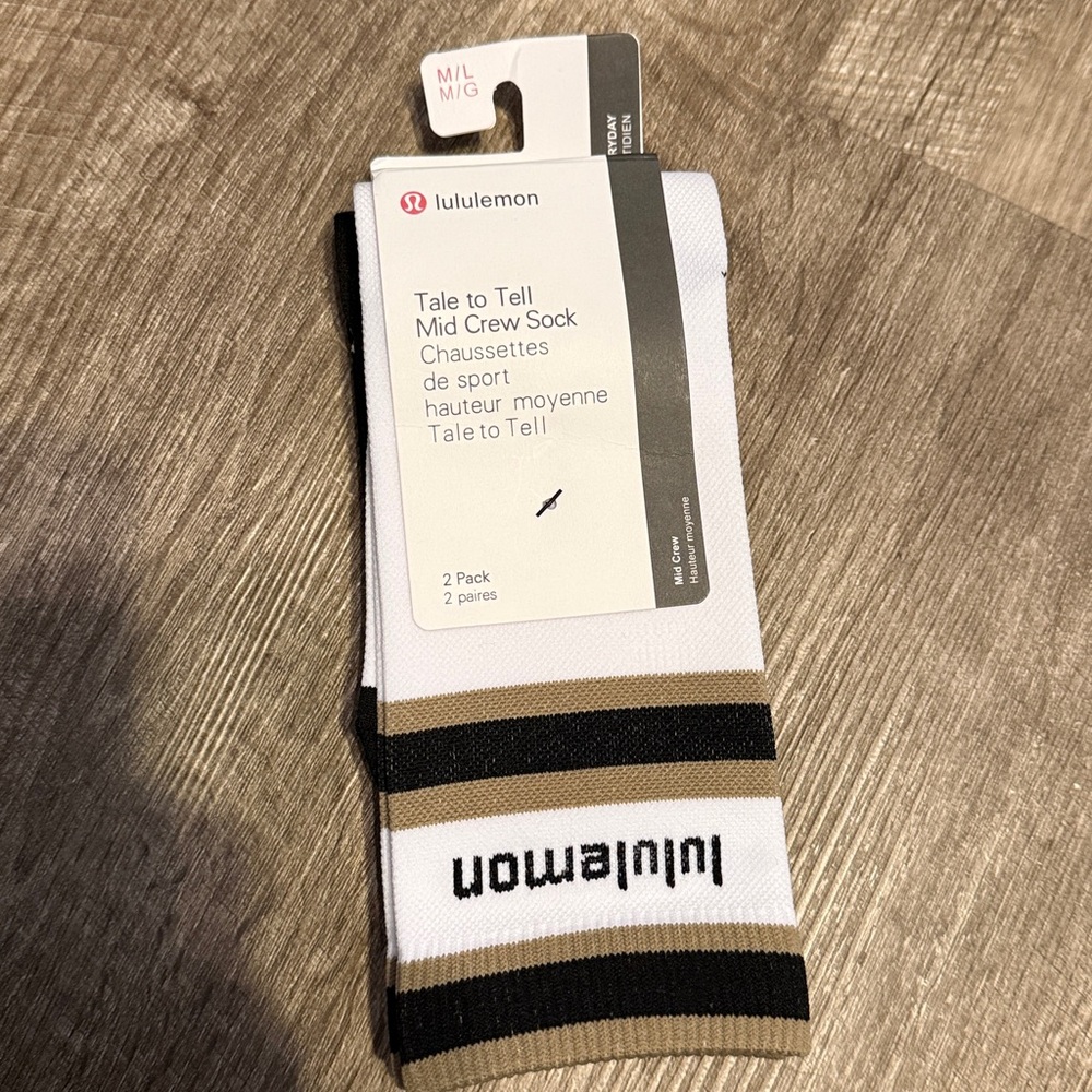 lululemon athletica White, black and tan Athletic Socks